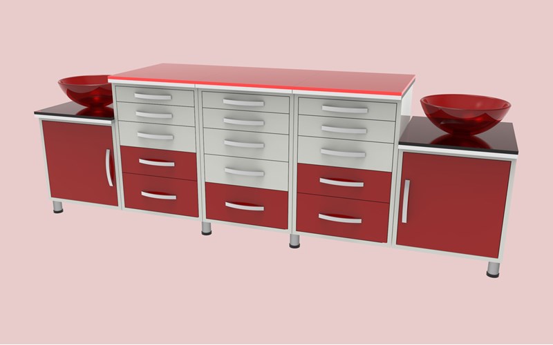 Cam Tezgahlı Klinik Dolap Sistemleri