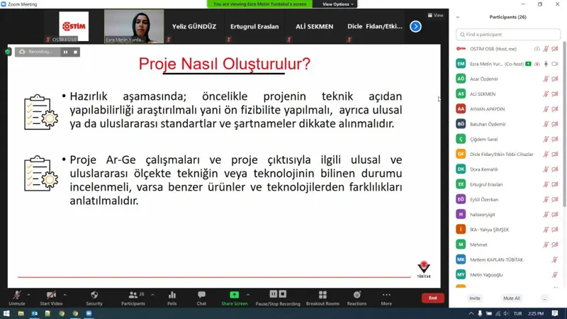 TÜBİTAK Teknoloji ve Yenilik Destek Programları Başkanlığı- 1501 ve 1507 Programları Bilgilendirme ve Proje Hazırlama Eğitimi