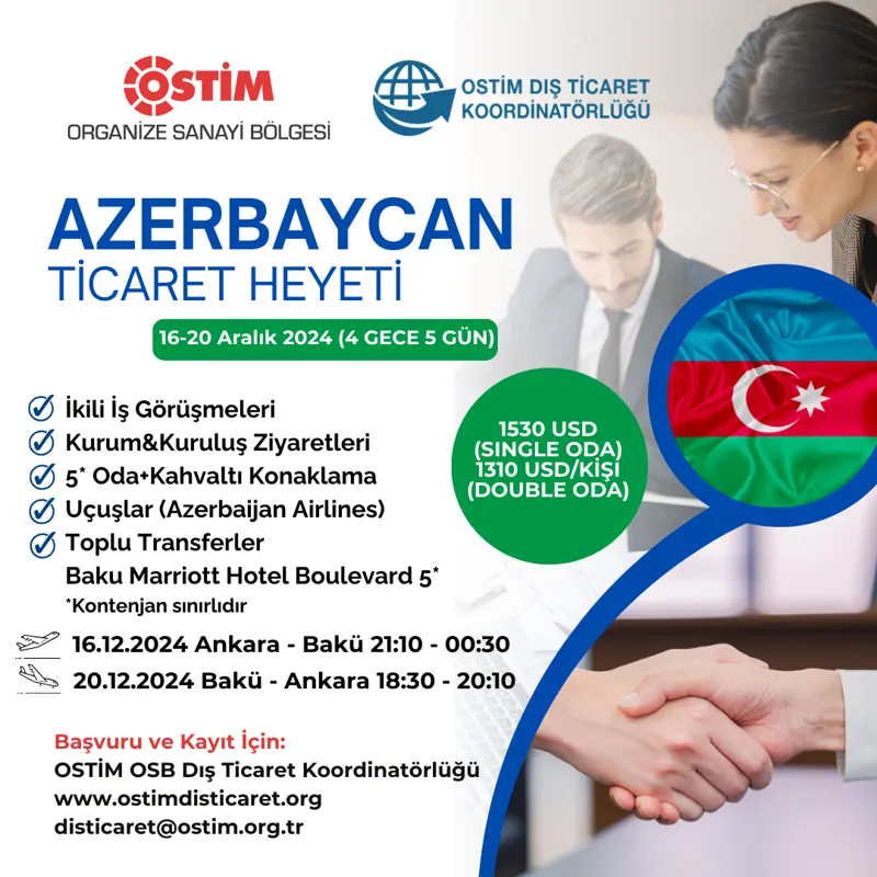 Azerbaycan Sektörel Ticaret Heyeti (16-20 Aralık 2024)